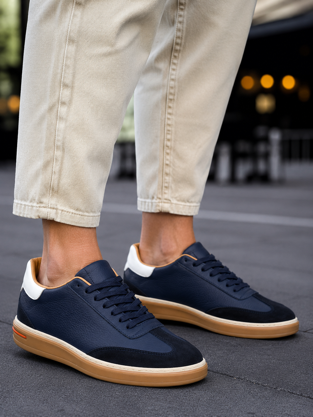 Huxley and Grace Ανδρικά μπλε δερμάτινα Sneakers με suede λεπτομέρεια HG177817