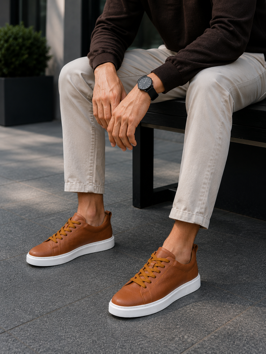 Ανδρικά ταμπά δερμάτινα casual Sneakers HG175542T φωτογραφία