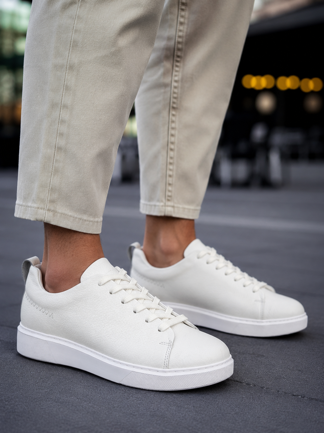 Huxley and Grace Ανδρικά λευκά δερμάτινα casual Sneakers HG175542W