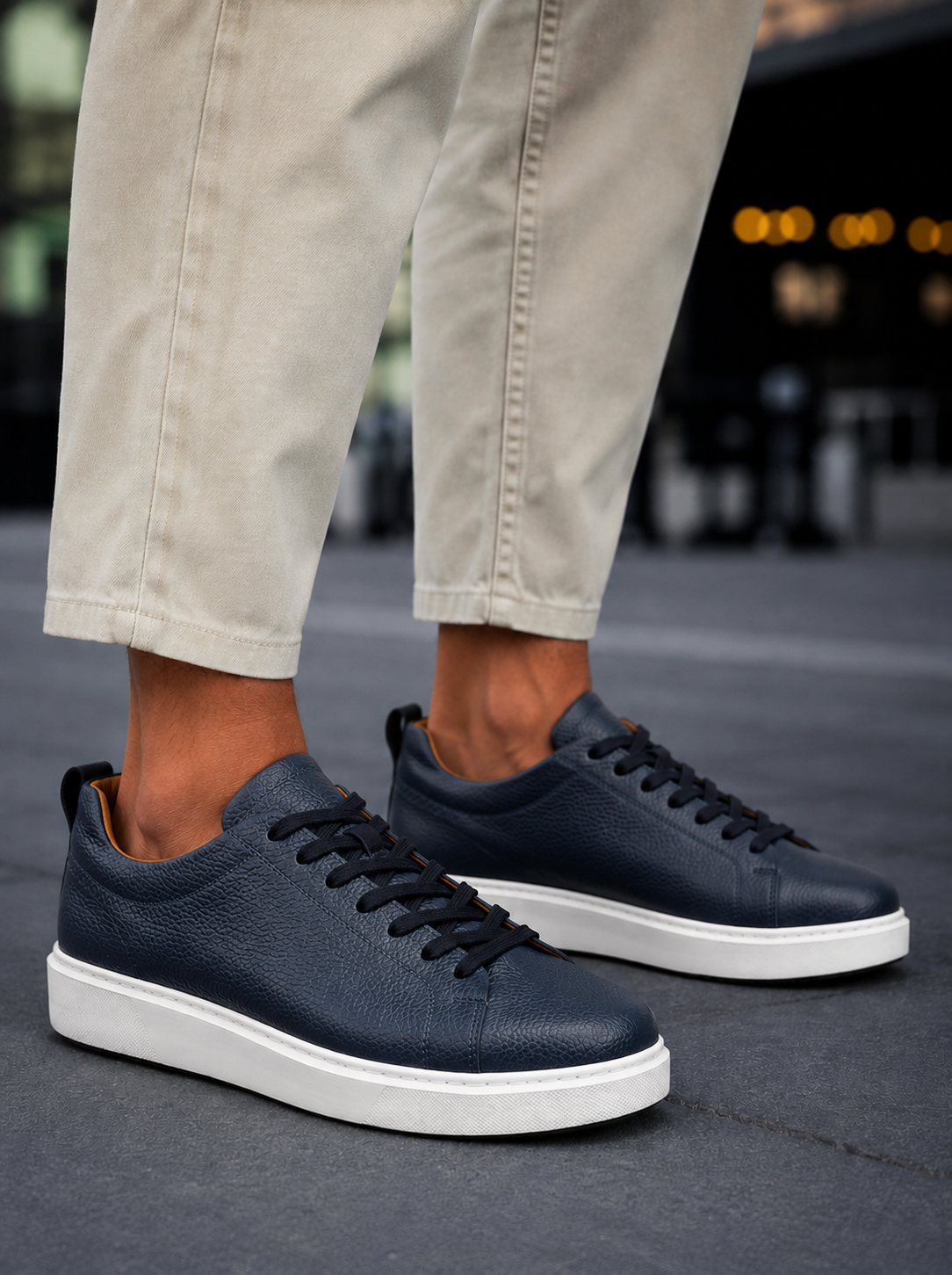 Huxley and Grace Ανδρικά μπλε δερμάτινα casual Sneakers HG175542B