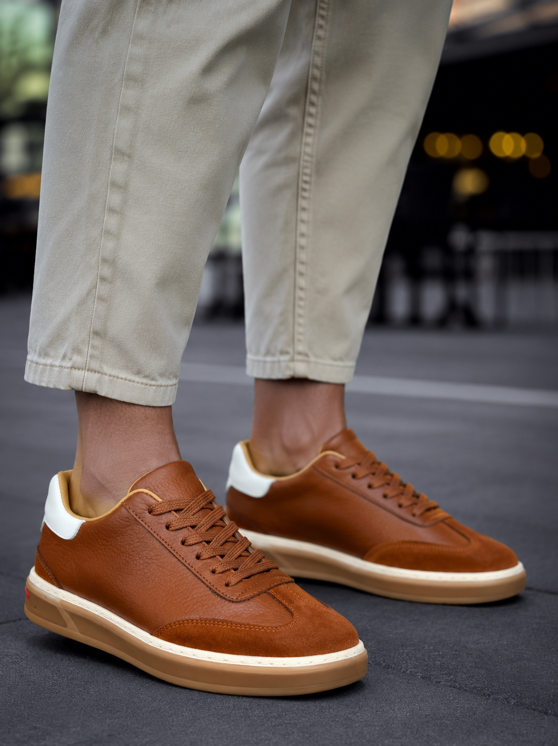 Huxley and Grace Ανδρικά ταμπά δερμάτινα Sneakers με suede λεπτομέρεια HG177817T