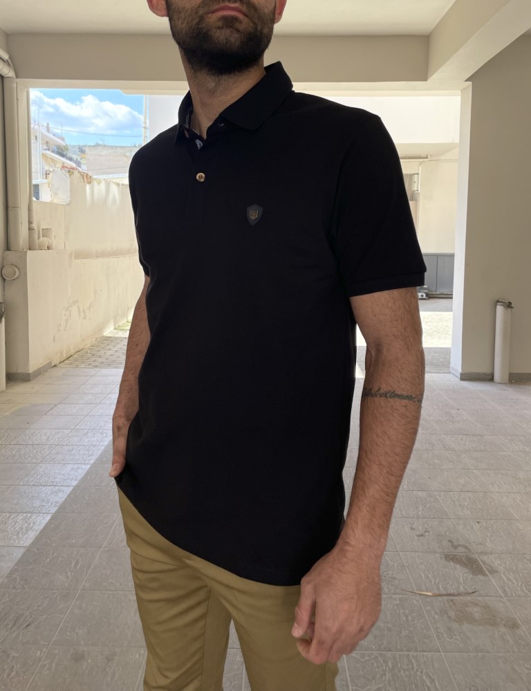 Everbest ανδρική μαύρη πικέ Polo μπλούζα Plus Size 242833 φωτογραφία