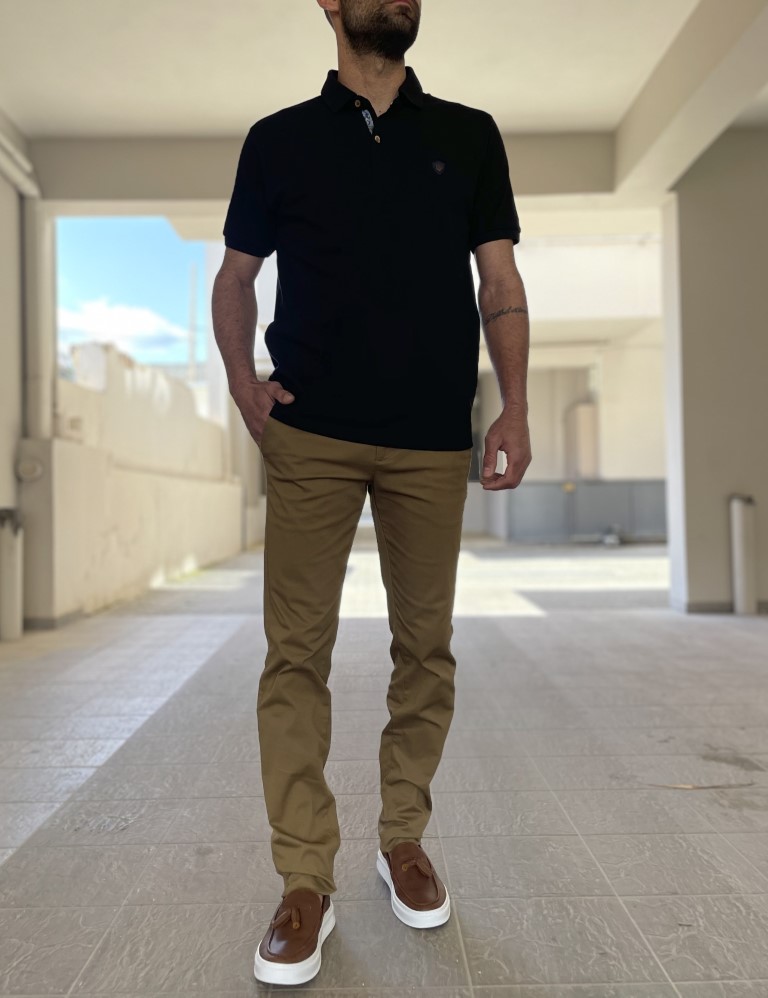 Everbest ανδρική μαύρη πικέ Polo μπλούζα Plus Size 242833 φωτογραφία