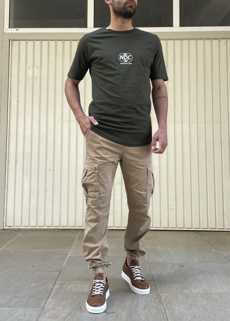 NDC ανδρικό χακί Tshirt με τύπωμα 222905K φωτογραφία