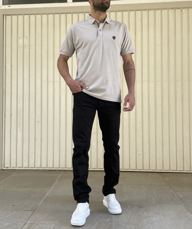 Ανδρικό μαύρο τζιν παντελόνι ελαστικό με κουμπιά GB5403 φωτογραφία