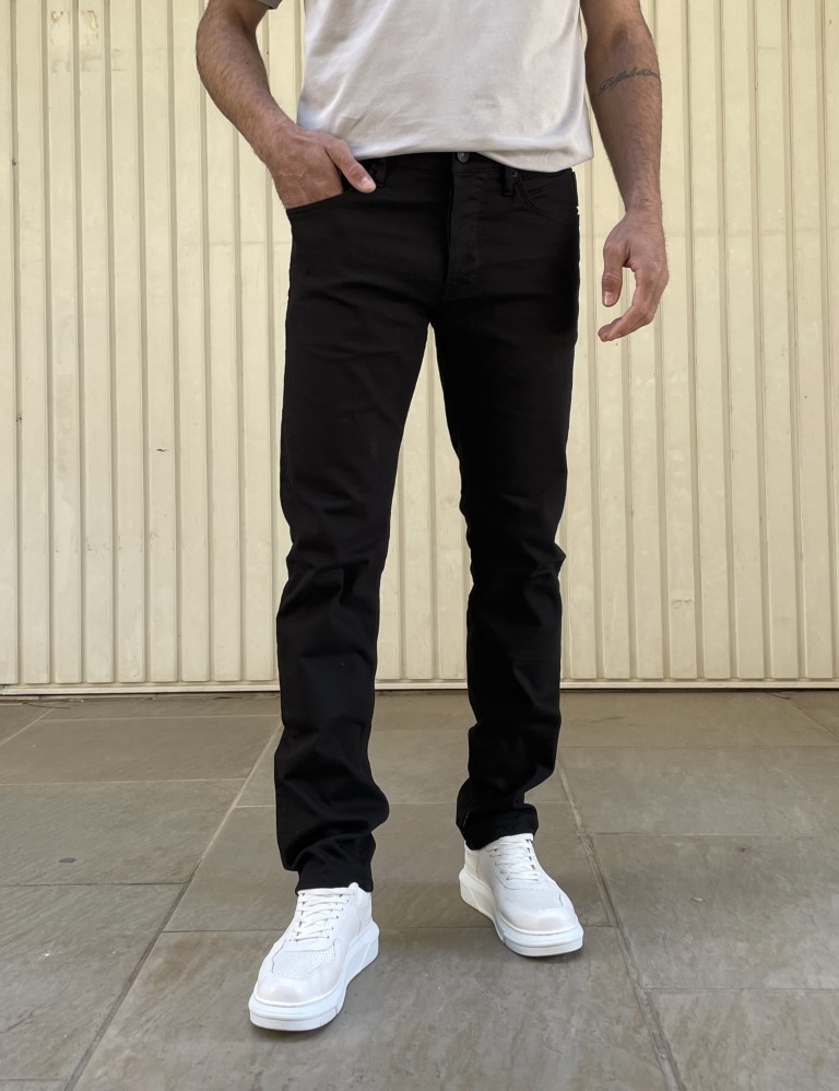 Gabbia Ανδρικο μαυρο τζιν παντελονι ελαστικο με κουμπια GB5403