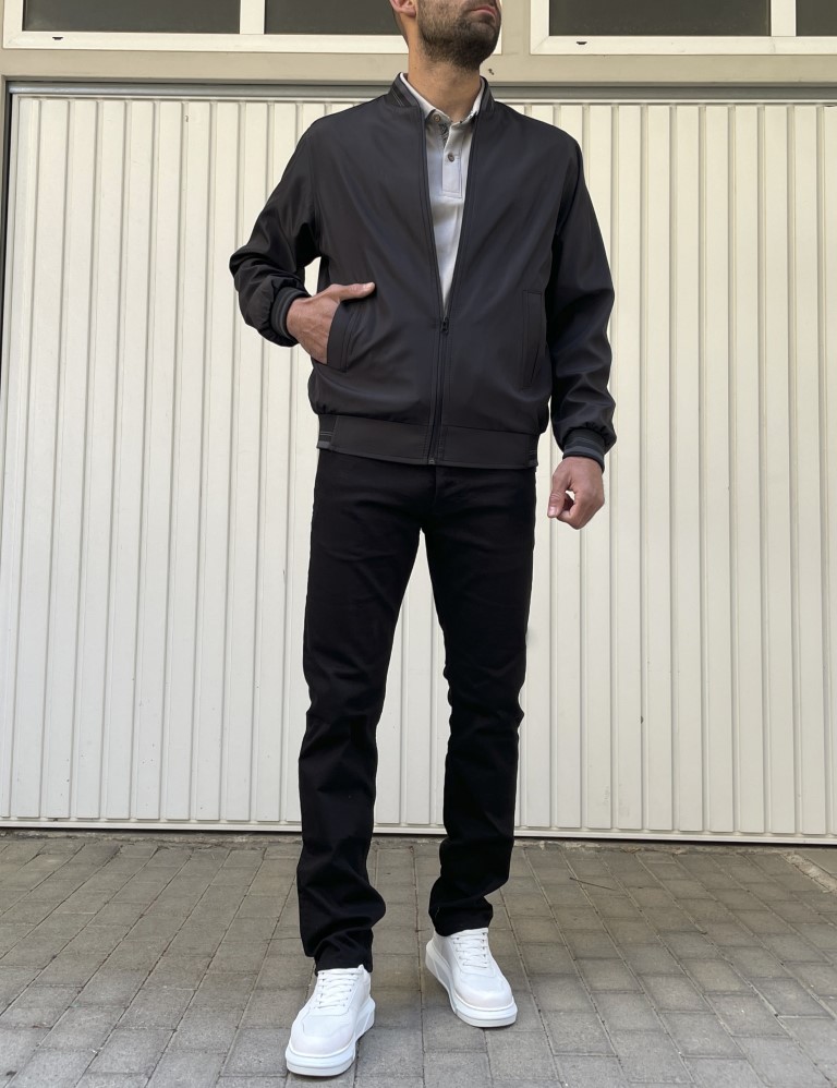 Ανδρικό μαύρο ελαφρύ Bomber Plus Size D1900 φωτογραφία