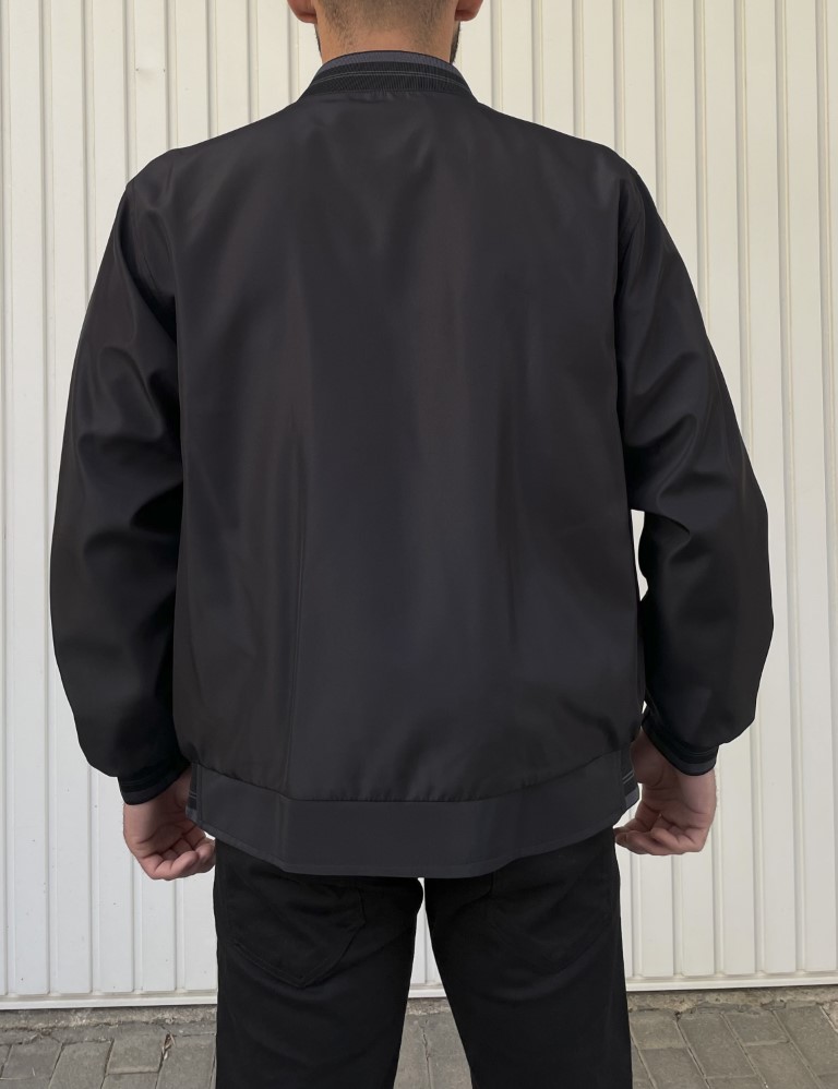 Ανδρικό μαύρο ελαφρύ Bomber Plus Size D1900 φωτογραφία