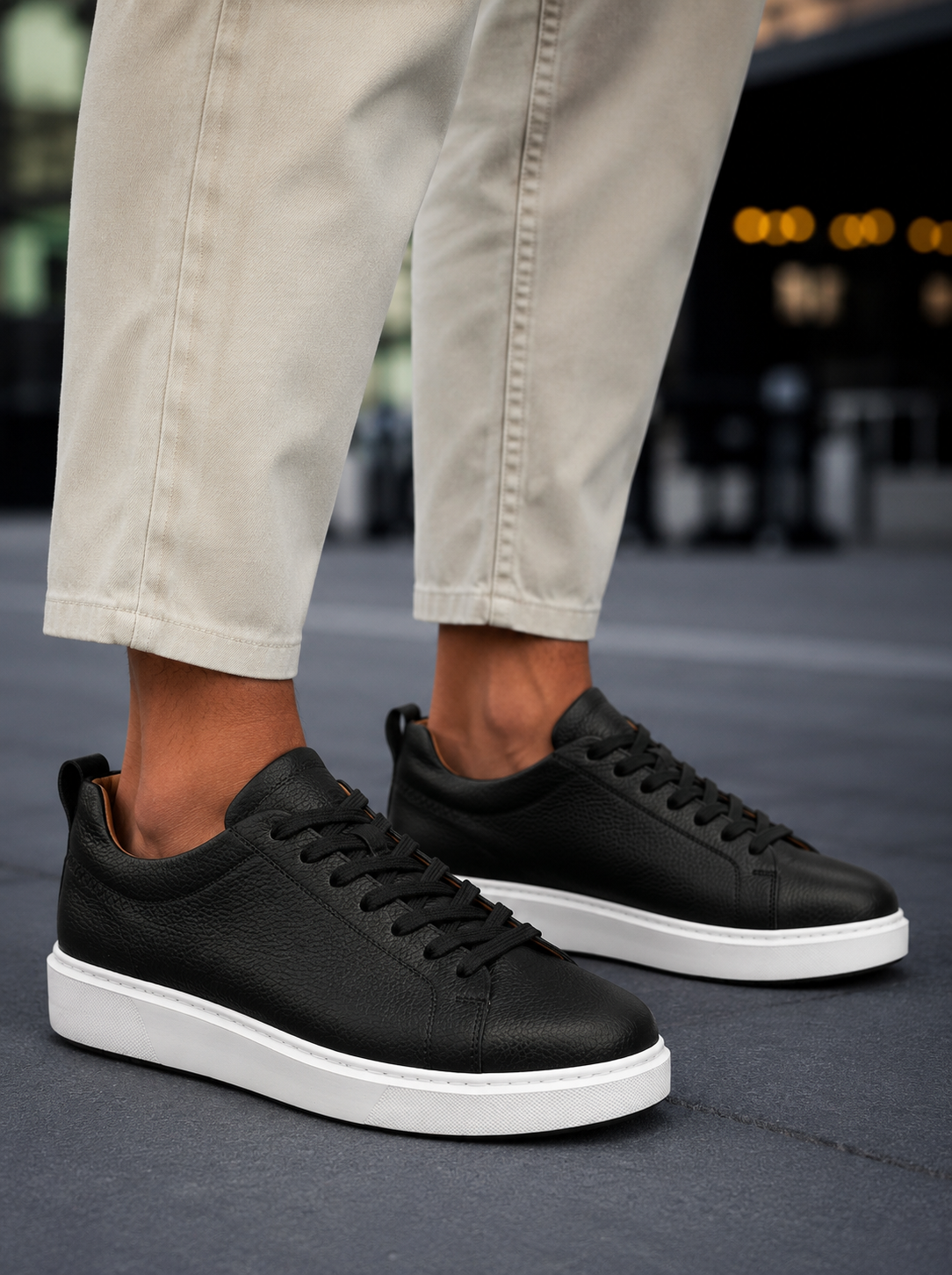 Huxley and Grace Ανδρικά μαύρα δερμάτινα casual Sneakers HG175542