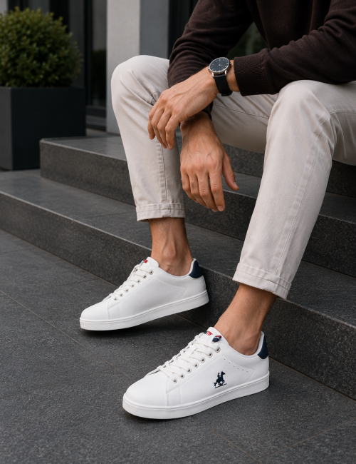 US GRAND POLO ανδρικά λευκά casual sneakers GPM524000