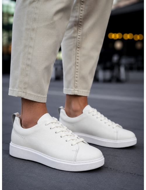 Ανδρικά λευκά δερμάτινα casual Sneakers HG175542W
