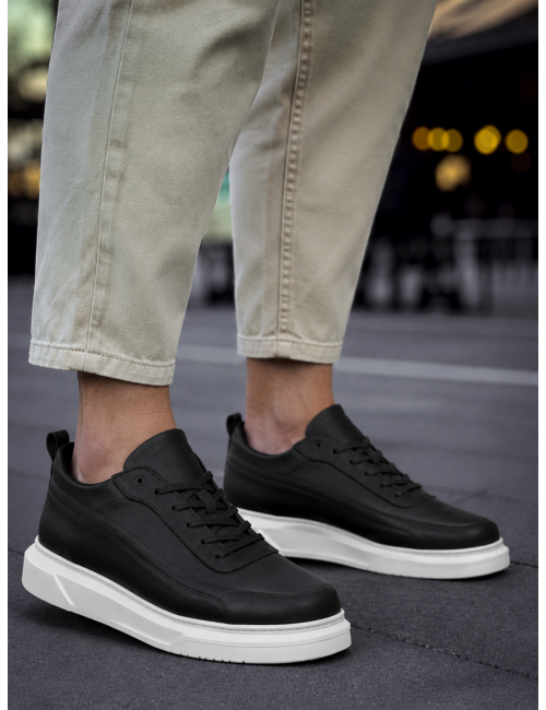 Ανδρικά ασπρόμαυρα Sneakers με λαστιχένια σόλα CH987M