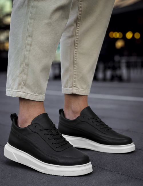Ανδρικά ασπρόμαυρα Sneakers με λαστιχένια σόλα CH987M