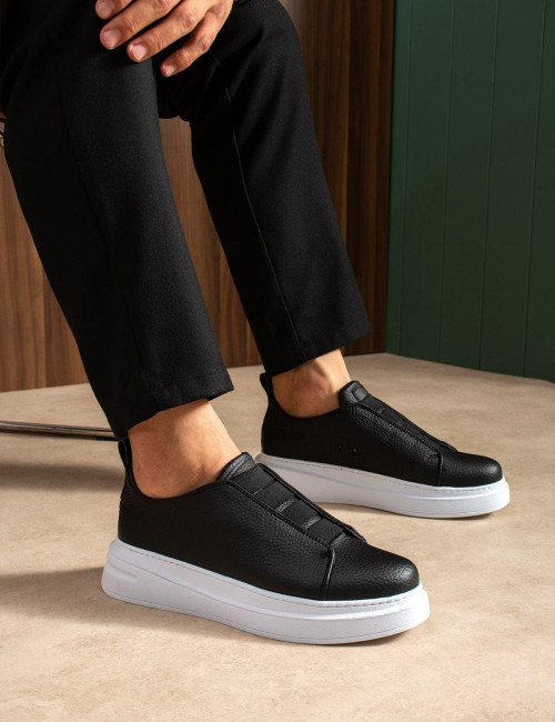 Ανδρικά ασπρόμαυρα δίσολα Sneakers με λάστιχα CH2619M