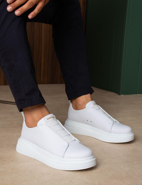 Ανδρικά λευκά δίσολα Sneakers με λάστιχα CH2619