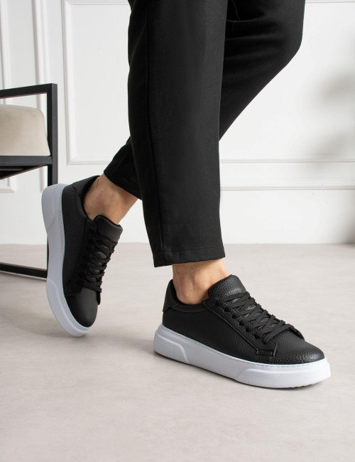 Ανδρικά ασπρόμαυρα δίσολα Sneakers λαστιχένια σόλα CH2613A