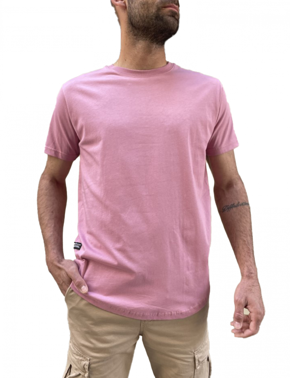 Everbest ανδρικό ροζ βαμβακερό T-shirt 212905P