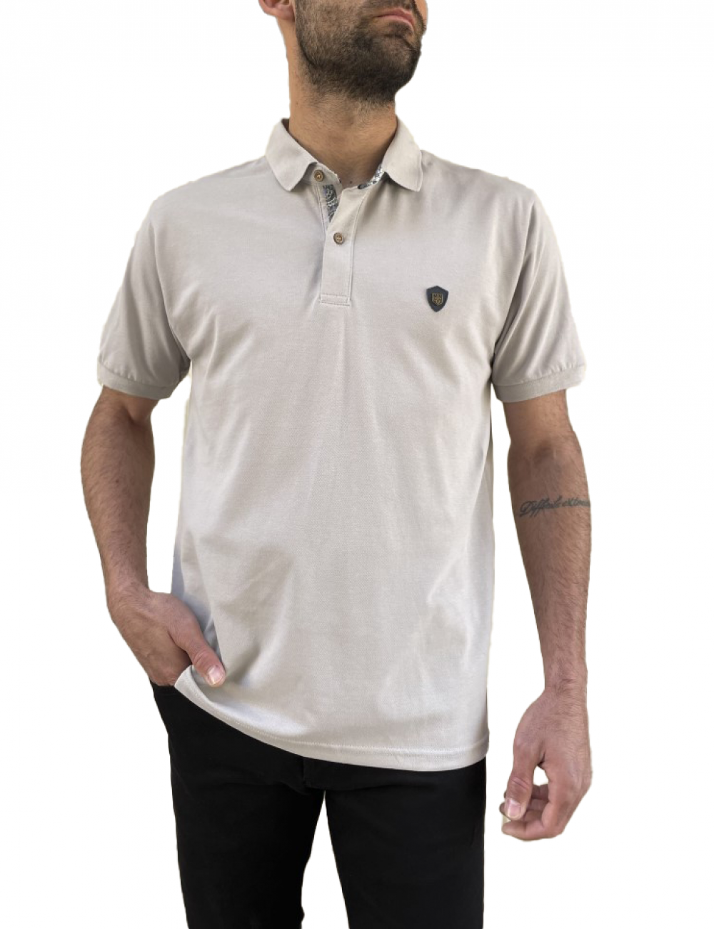 Everbest ανδρική γκρι πικέ Polo μπλούζα Plus Size 242833G