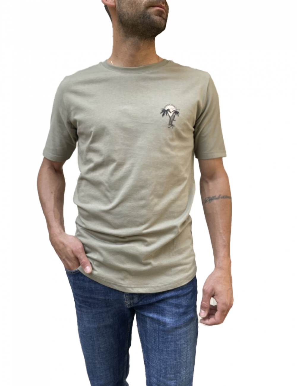 NDC ανδρικό χακί T-shirt με τύπωμα 222916