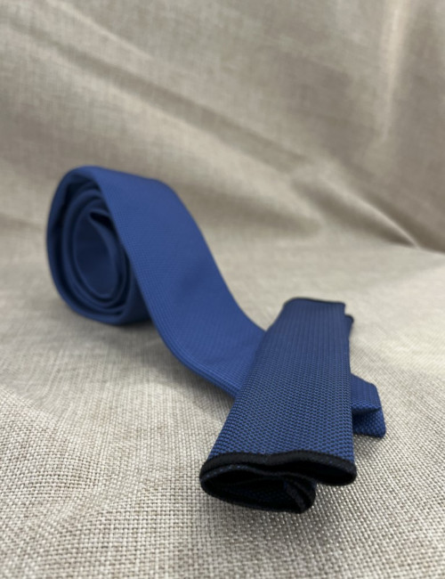 Γραβάτα αντρική μπλε με σχέδιο και μαντήλι 2404B