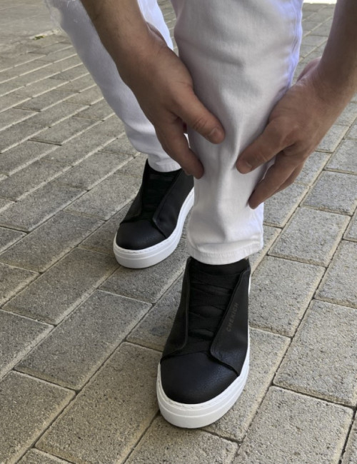 Ανδρικά ασπρόμαυρα Casual Sneakers δερματίνη CH013