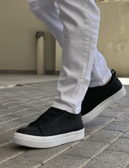 Ανδρικά ασπρόμαυρα Casual Sneakers δερματίνη CH013