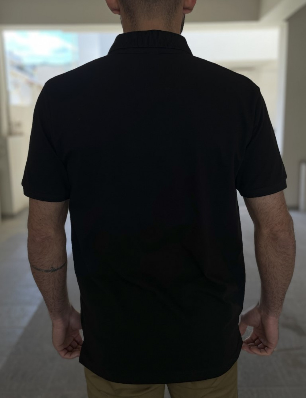 Everbest ανδρική μαύρη πικέ Polo μπλούζα Plus Size 242833
