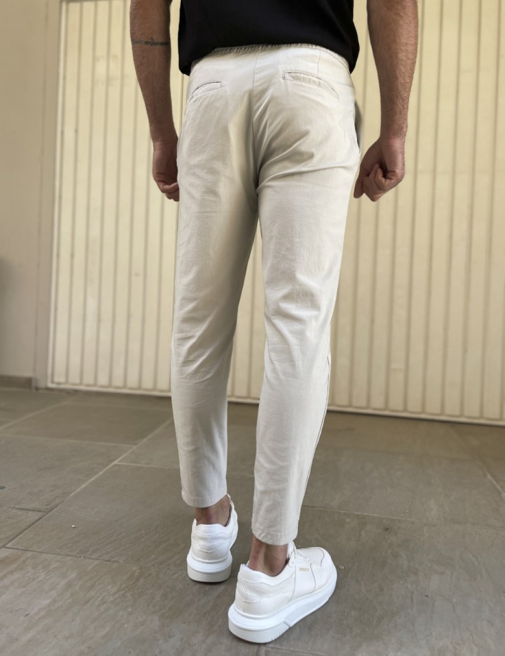Ανδρικό γκρι υφασμάτινο παντελόνι με πιέτα PNT5013G