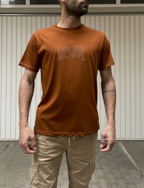 Everbest ανδρικό κάμελ Tshirt με τύπωμα 242806K