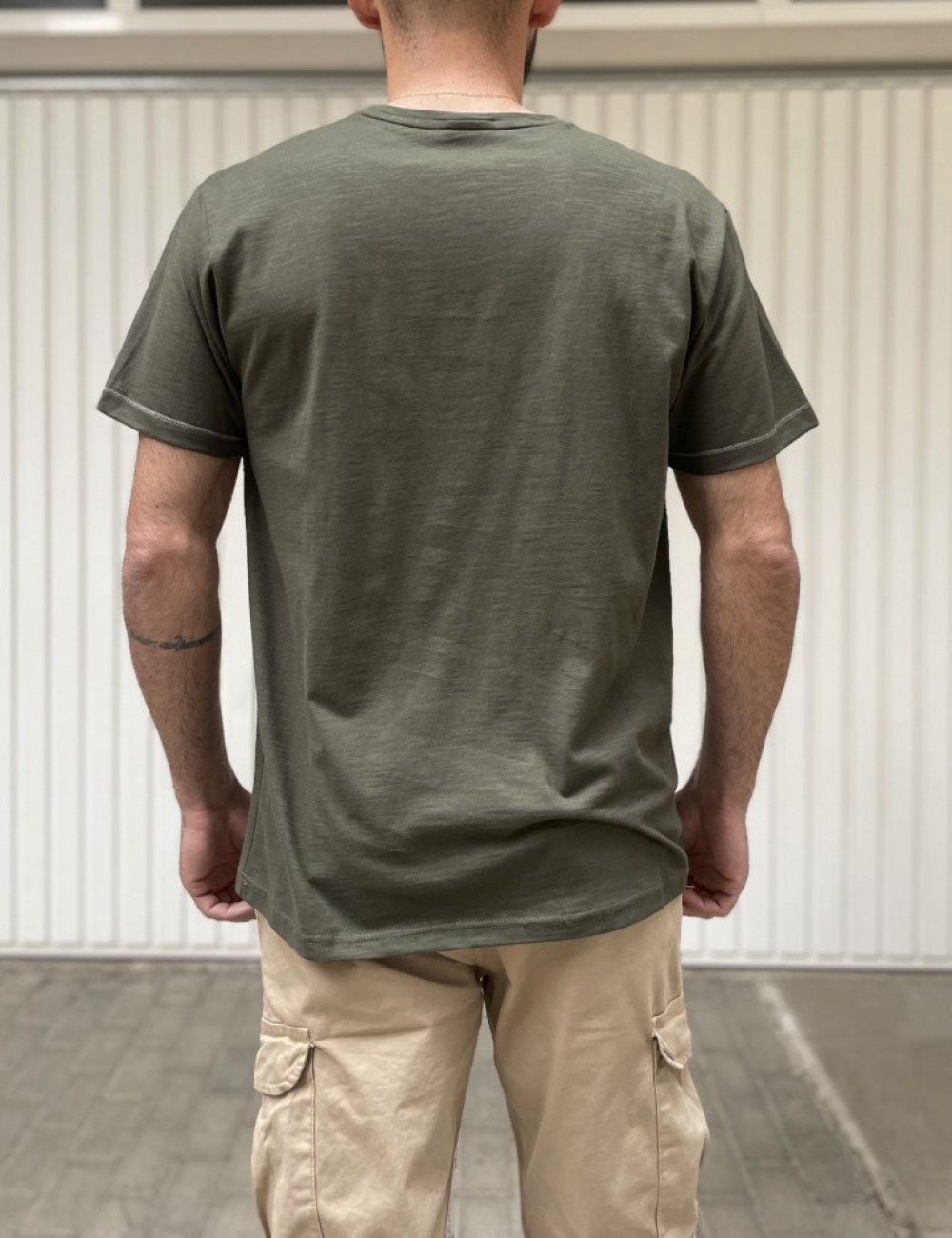 Everbest ανδρική χακί φλάμα κοντομάνικη μπλούζα με τύπωμα 24812X