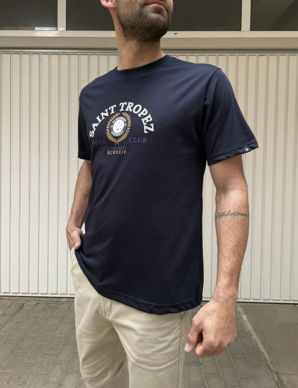 Everbest ανδρικό μπλε Tshirt με τύπωμα 242808