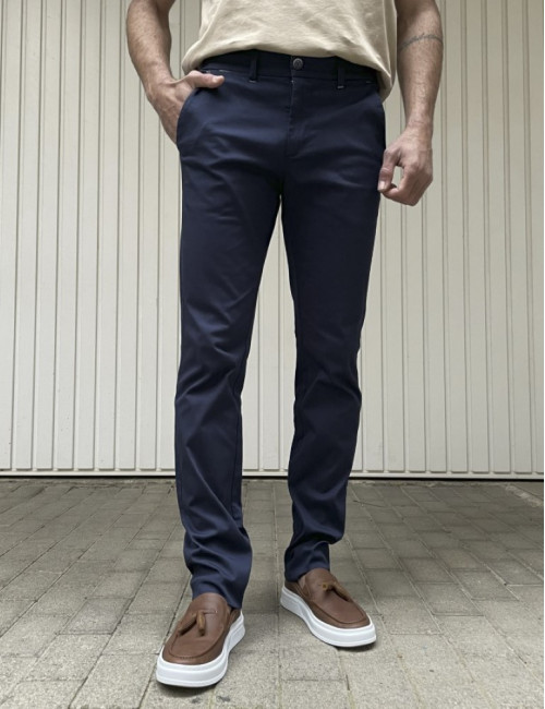 Trial ανδρικό μπλε υφασμάτινο Chinos παντελόνι 24 Logan