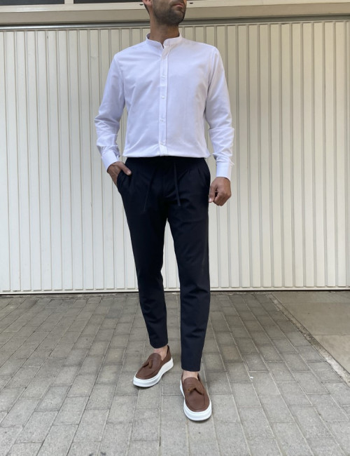 Ανδρικό λευκό μάο γιακά πουκάμισο Modern Fit 243014