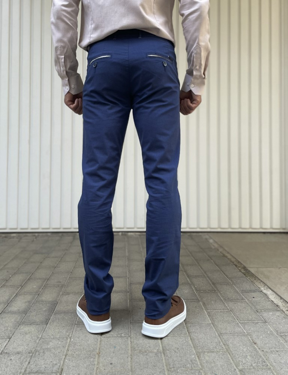 Trial ανδρικό μπλε ρουά υφασμάτινο Chinos παντελόνι 24 LoganR
