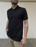 Everbest ανδρική μαύρη πικέ Polo μπλούζα Plus Size 242830