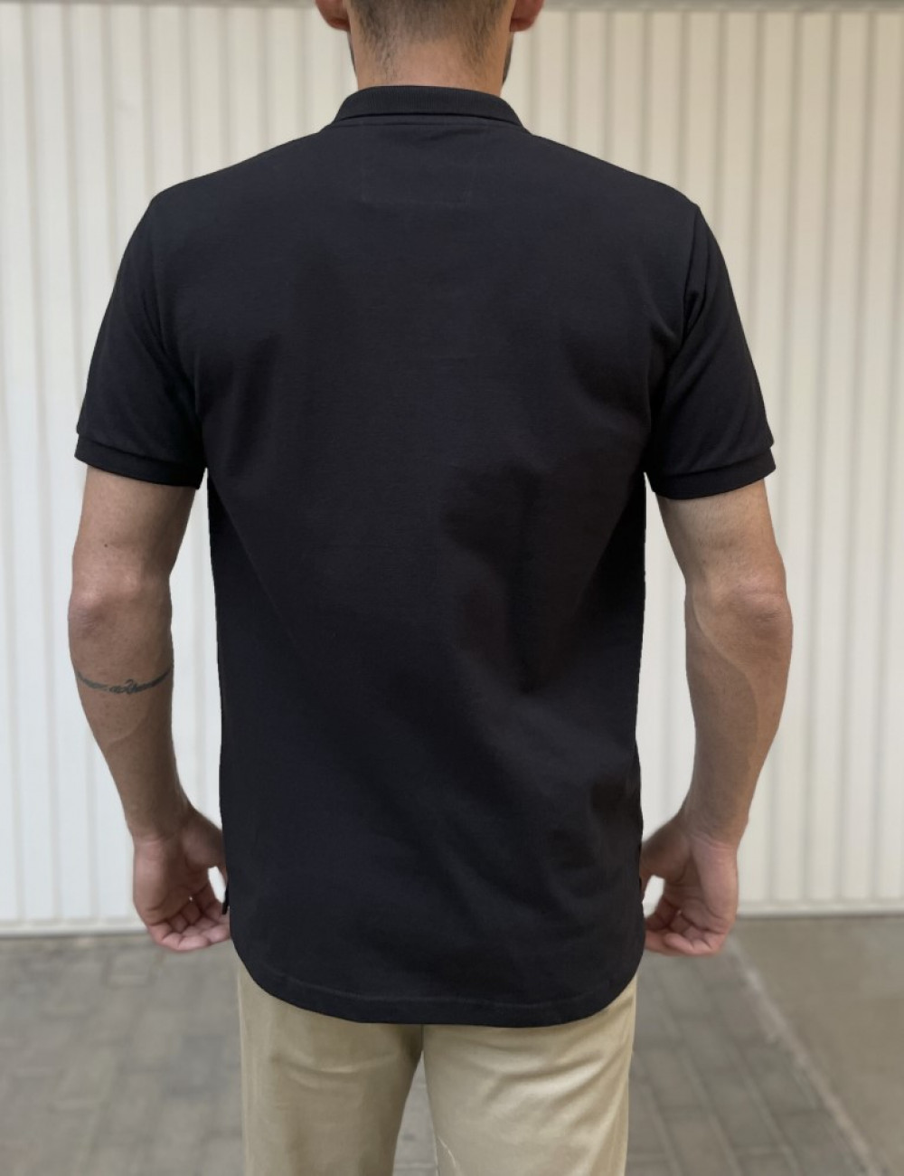 Everbest ανδρική μαύρη πικέ Polo μπλούζα Plus Size 242830