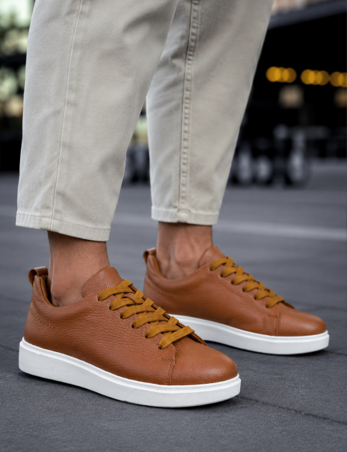 Ανδρικά ταμπά δερμάτινα casual Sneakers HG175542T