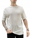 Ανδρική λευκή κοντομάνικη μπλούζα με ανάγλυφο σχέδιο TST909W