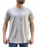 ORIGIN ανδρικό γκρι βαμβακερό T-shirt με σχέδιο 232710Q