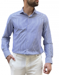 Ανδρικό γαλάζιο ριγέ πουκάμισο Modern Fit 301512F