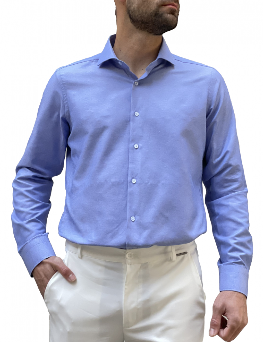 Ανδρικό σιελ πουκάμισο Oxford Modern Fit 243015M