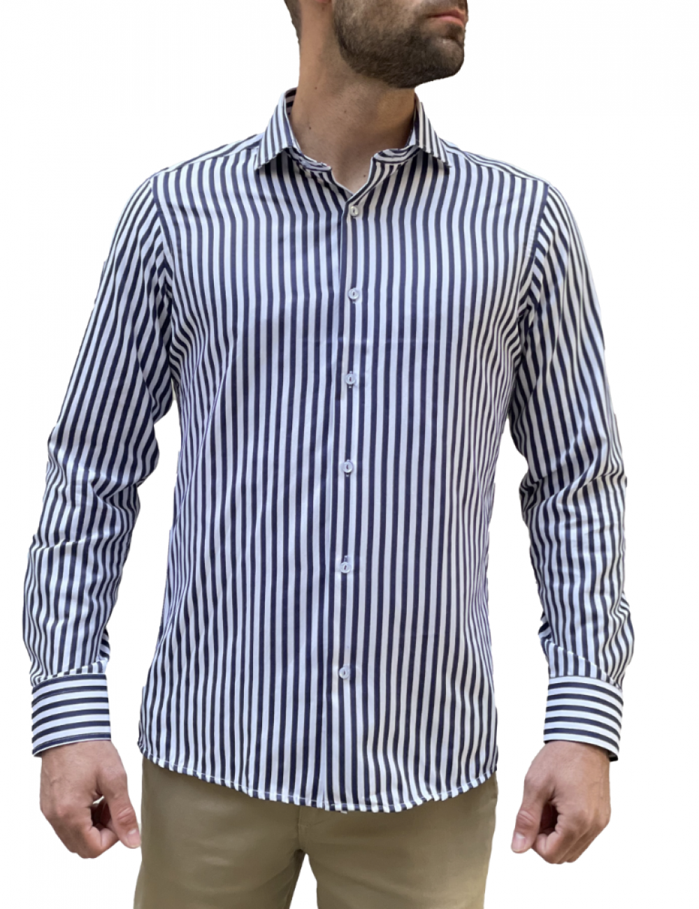 Ανδρικό λευκό ριγέ  πουκάμισο Modern Fit 301512W