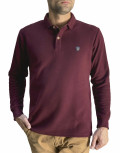 Ανδρική μπορντό Polo μακρυμάνικη μπλούζα Plus size Everbest 241032B