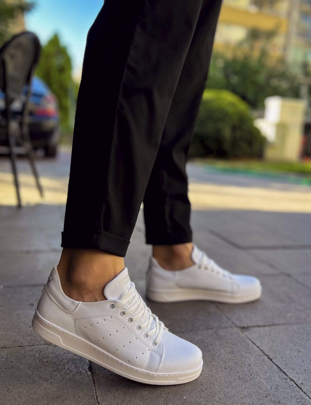 Ανδρικά λευκά Sneakers λαστιχένια σόλα CH977A