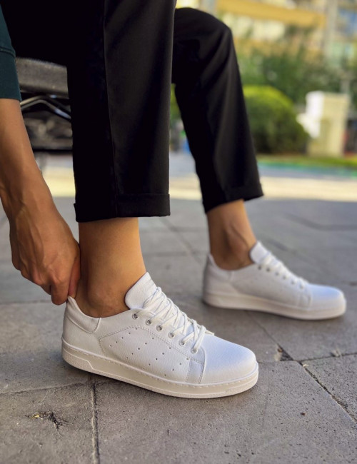 Ανδρικά λευκά Sneakers λαστιχένια σόλα CH977A