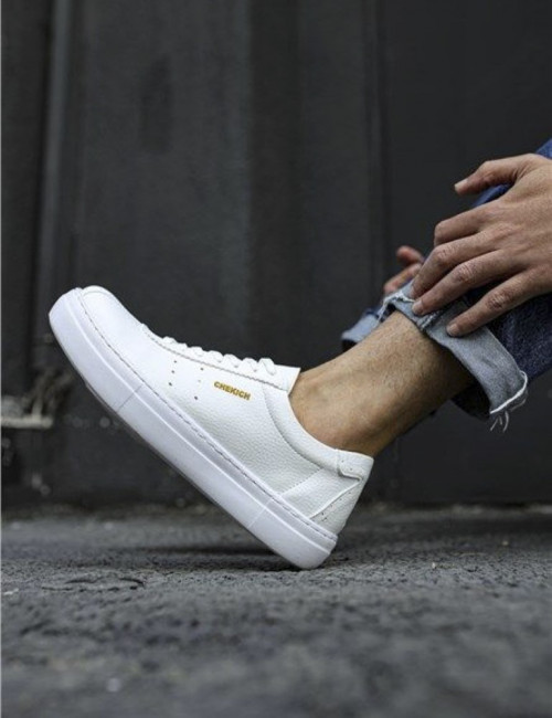 Ανδρικά λευκά Casual Sneakers δερματίνη CH163W