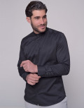 Ben Tailor ανδρικό μαύρο πουκάμισο με μάο γιακά 0692