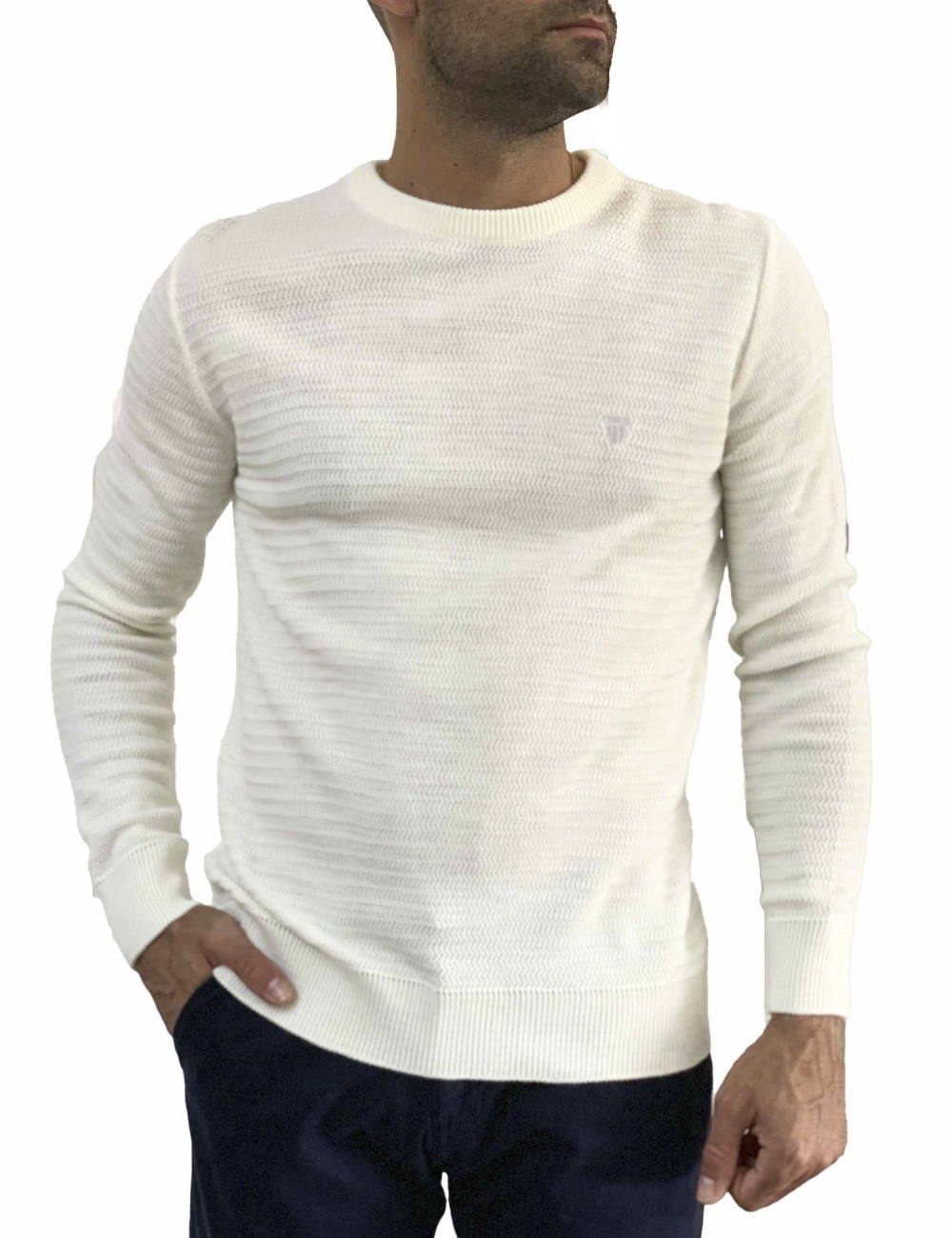 Darious λευκό πλεκτό πουλόβερ 23142W