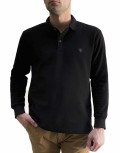 Ανδρική μαύρη Polo μακρυμάνικη μπλούζα Plus size Everbest 241032