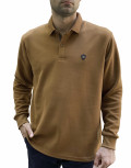 Ανδρική κάμελ Polo μακρυμάνικη μπλούζα Plus size Everbest 241032G
